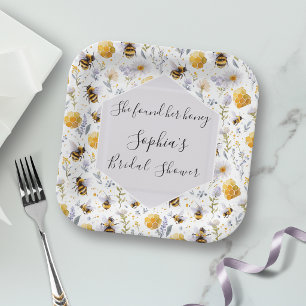 Bridal Shower She's Found Her Honey Bees Floral Paper Plate