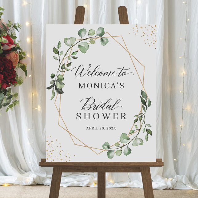 Bridal Shower Sign Geometric Greenery Eucalyptus (Creator Uploaded)