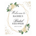 Bridal Shower Sign Greenery Gold Glitters Floral