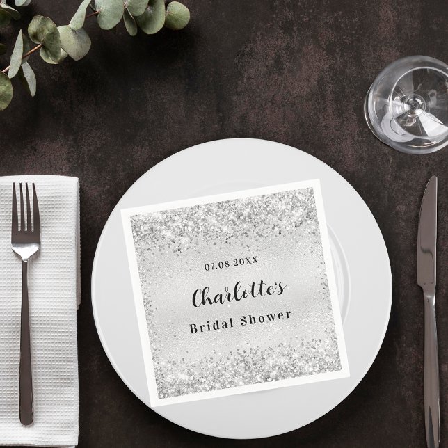 Bridal shower silver elegant confetti napkin (Creator Uploaded)