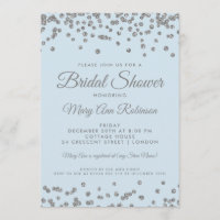 Bridal Shower Silver Glitter Confetti Ice Blue