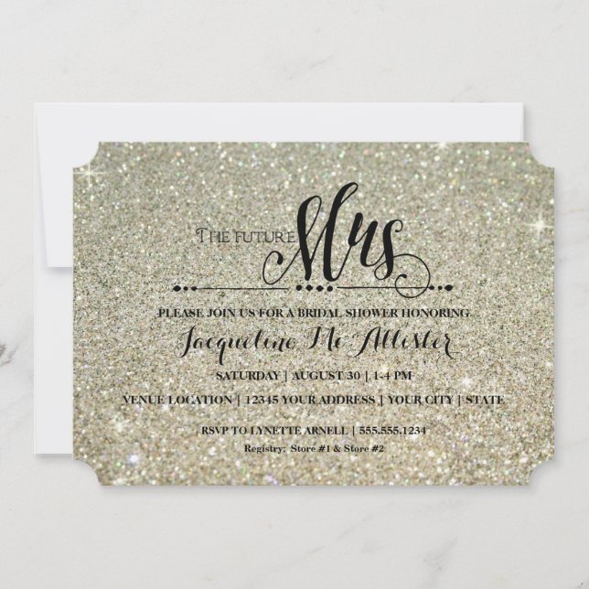 Bridal Shower Silver Glitter Future Mrs Modern Fab Invitation (Front)