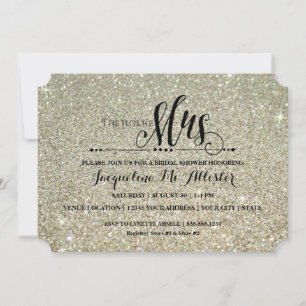 Bridal Shower Silver Glitter Future Mrs Modern Fab Invitation