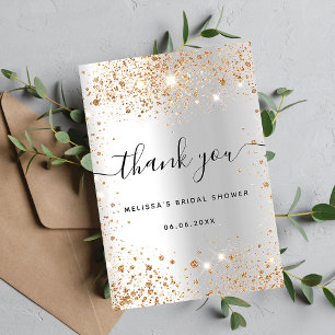 Bridal Shower silver gold glitter glamourous Thank You Card