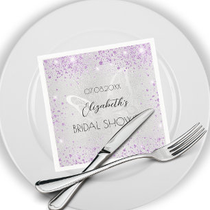Bridal Shower silver lavender butterfly Napkin