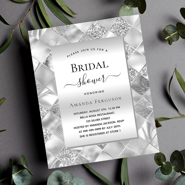 Bridal Shower silver modern budget invitation Flyer (Creator Uploaded)