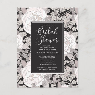 BRIDAL SHOWER Silver Peonies In The Garden Postcard