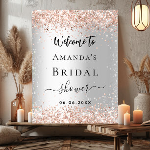 Bridal Shower silver rose gold welcome Poster