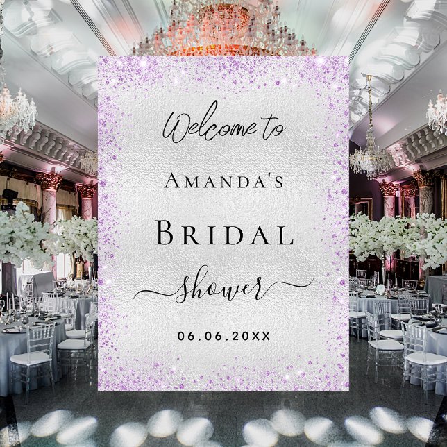Bridal Shower silver violet welcome Poster (Creator Uploaded)