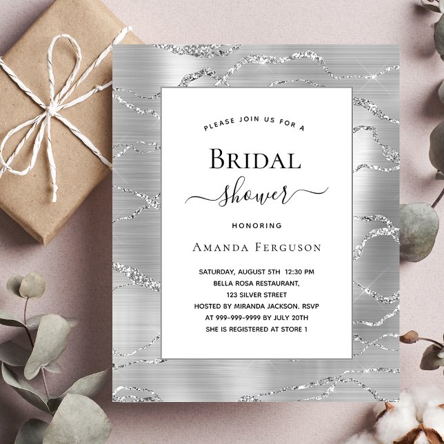 Bridal Shower silver white budget invitation Flyer (Creator Uploaded)