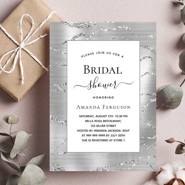 Bridal Shower silver white elegant Invitation (Creator Uploaded)