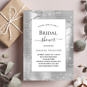 Bridal Shower silver white glamourous luxury Invitation