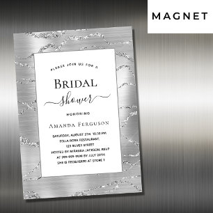 Bridal Shower silver white glamourous luxury Magnetic Invitation