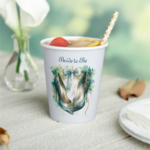 Bridal Shower Silvery Blue Wedding Shoes Paper Cups
