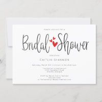 Bridal Shower Simple Red Hearts