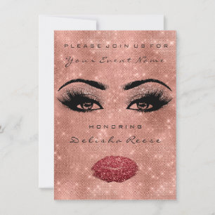 Bridal Shower Spark 16th Rose Spark Glitter Red Invitation