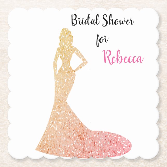 Bridal Shower Sparkle & Shine Paper Coaster (Front)