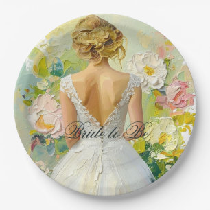 Bridal Shower Spring flowers Wedding Dress Paper Plate