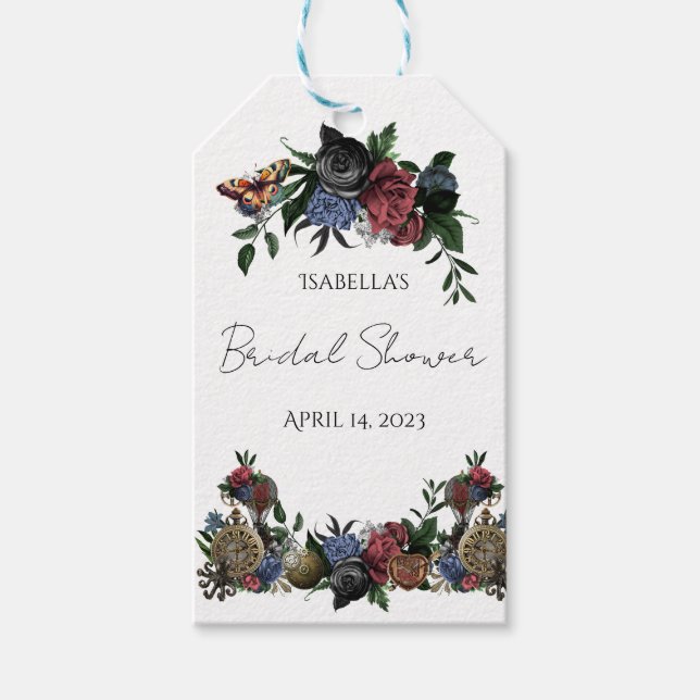 Bridal Shower Steam Punk Floral Gift Tag (Front)