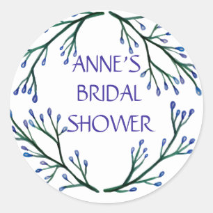 Bridal Shower Sticker, Botanical Elements Classic Round Sticker