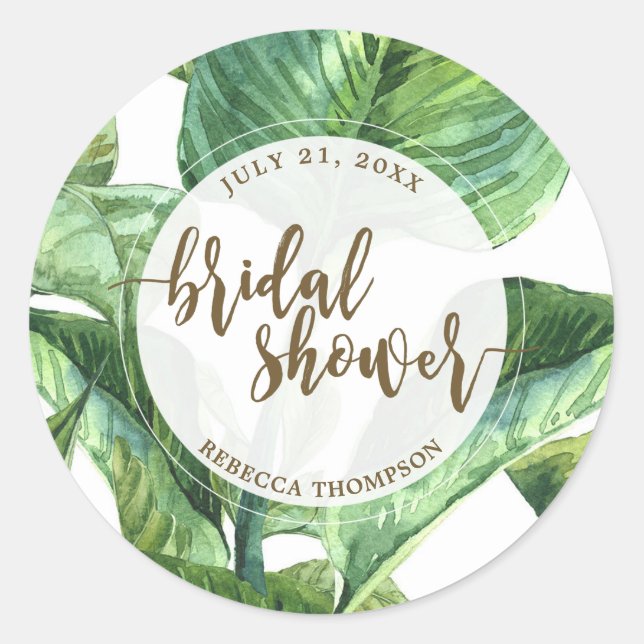 bridal shower sticker palm leaves tropical (Front)