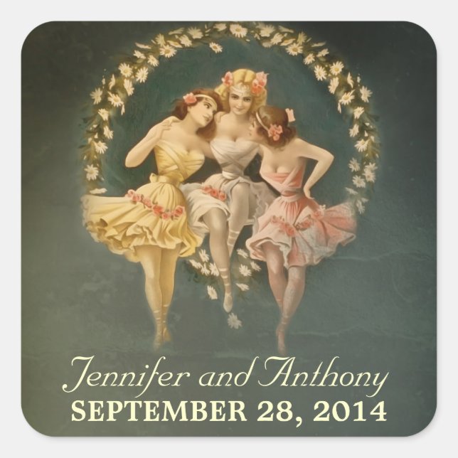 bridal shower stickers with vintage girls (Front)