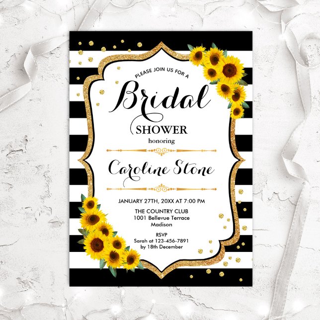 Bridal Shower - Stripes Sunflowers Invitation (Creator Uploaded)