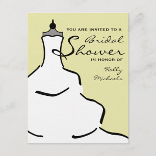 Bridal Shower - Stylish Wedding Dress Custom Colou Invitation