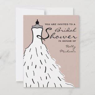 Bridal Shower - Stylish Wedding Dress Custom Colou Invitation