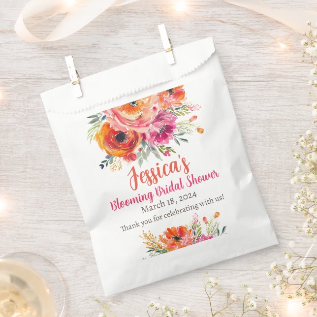 Bridal Shower Summer Orange and Pink Florals Favour Bags (Clipped)