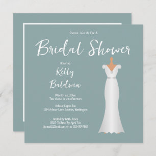 Bridal Shower Summer Sage and White Invitation
