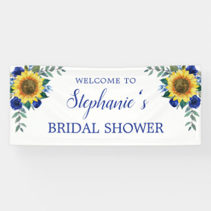Bridal Shower Sunflower Blue Floral Banner