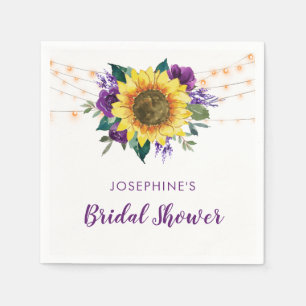 Bridal Shower Sunflower Purple Roses Napkin