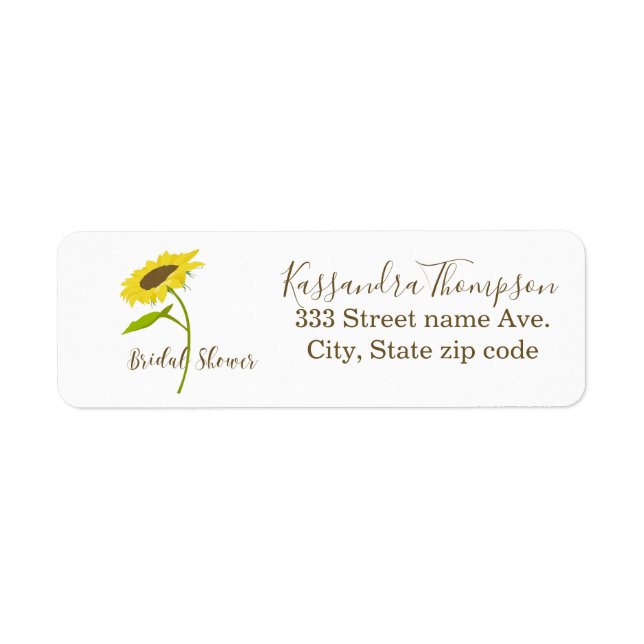 Bridal Shower Sunflower Return Address Label (Front)