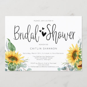 Bridal Shower Sunflower with Hearts Invitation
