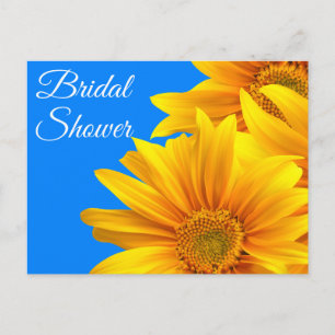 Bridal Shower Sunflowers Blue & Yellow Flowers Invitation Postcard