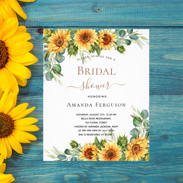 Bridal shower sunflowers eucalyptus budget flyer (Creator Uploaded)