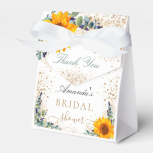 Bridal shower sunflowers eucalyptus glitter dust favour box