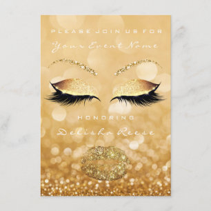 Bridal Shower Sweet 16th Gold Sparkly Glitter Invitation