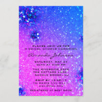 Bridal Shower Sweet 16th Holographic Glitter Blue
