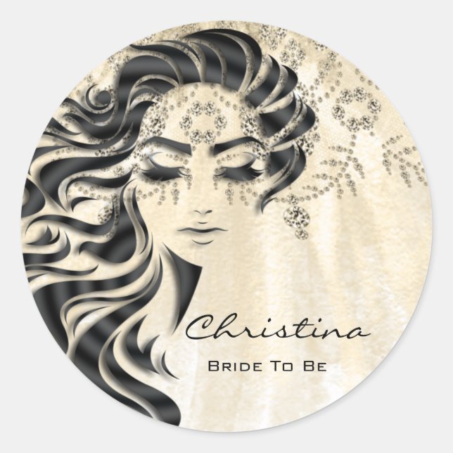 Bridal Shower Sweet 16th Lashes Makeup Princess Classic Round Sticker (Front)