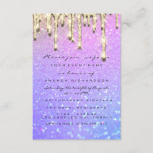 Bridal Shower Sweet 16th Pink Holograph Drips GLAM Invitation