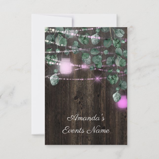 Bridal Shower Sweet 16th Pinky Jars Light Invitation (Back)