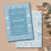 BRIDAL SHOWER TALAVERA BLUE FLOWERS Invitation
