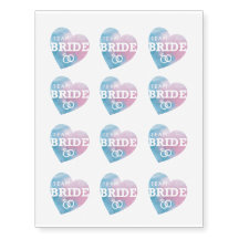 Bridal Shower Tattoos Team Bride Heart Pink Blue