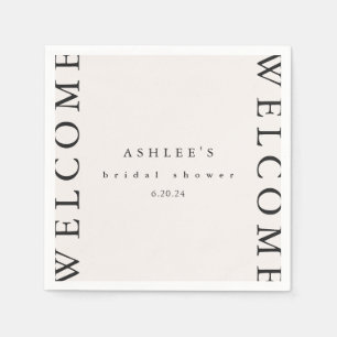 Bridal Shower Taupe and Black Typography Welcome Napkin