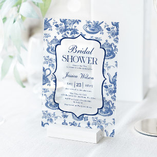 Bridal Shower Tea Party Blue White Chinoiserie Acrylic Invitations