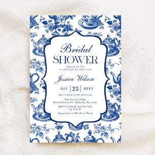 Bridal Shower Tea Party Blue White Chinoiserie Invitation