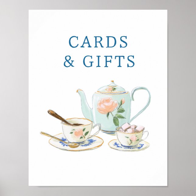 Bridal Shower Tea Party Cards & Gifts Sign (Front)