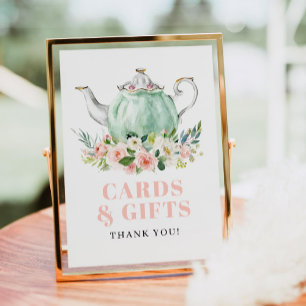 Bridal Shower Tea Party Cards & Gifts Sign
